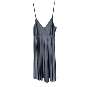 Soprano Slate Black Pleated Spaghetti Strap Mini Dress